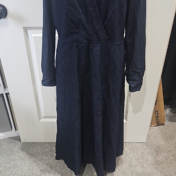 Ralph Lauren Deep Blue Denim V-neck Dress with pockets size 12 - Picture 5 of 10